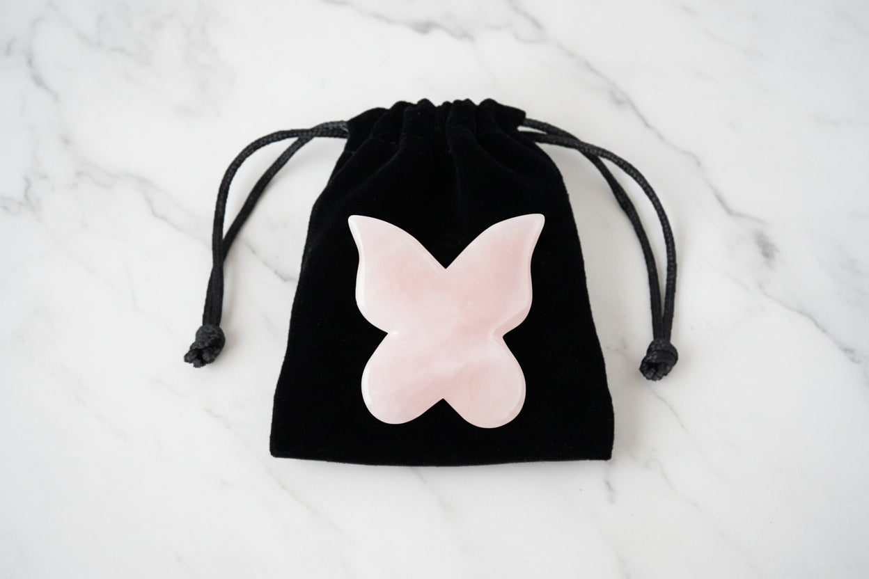 gua sha visage quartz papillon