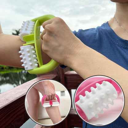 masseur anti cellulite mollet rose bras vert